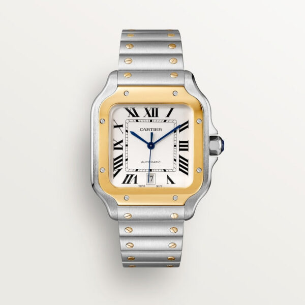 d0c3cfbd4b17181f5df4092885064eec34d12422 Unworn Cartier Santos de Cartier, Stainless Steel and 18k Yellow Gold, 39.8mm, Ref# W2SA0009, box and papers