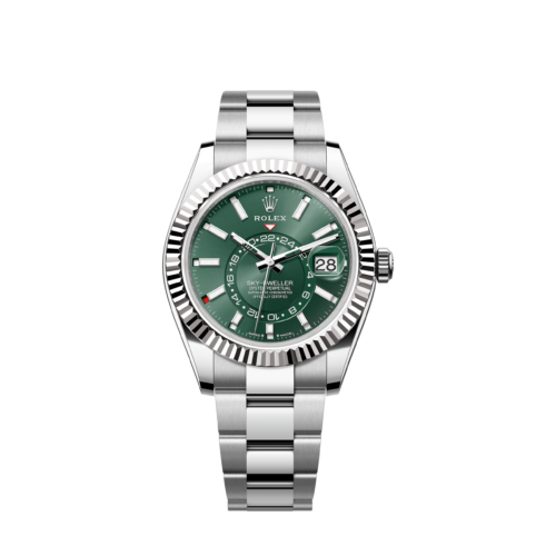 d4ba2570a0f52fdcec02c476fabe6cf88d673cb1 Rolex Sky-Dweller, 42mm, Oystersteel and 18k White Gold, Green, Oyster, Ref# 336934-0001