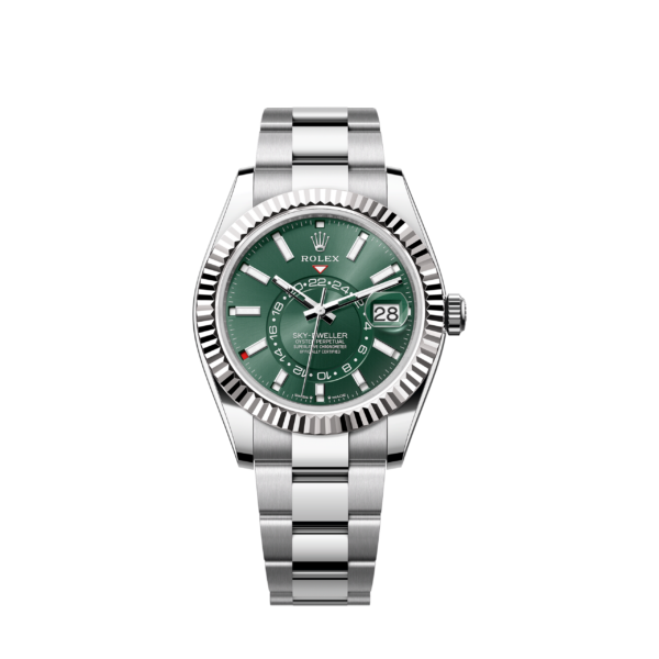 Rolex Sky-Dweller, 42mm, Oystersteel and 18k White Gold, Green, Oyster, Ref# 336934-0001