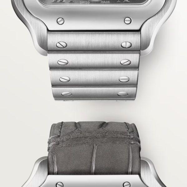 d84e78be1df929706f2af8164ef323e847e5a090 Unworn Cartier Santos de Cartier Dual Time, Stainless Steel, 40.2mm, Ref# WSSA0076, box and papers