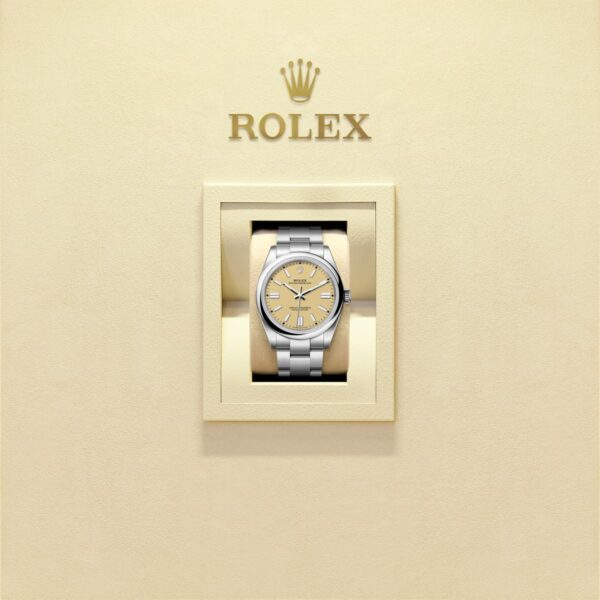 Unworn 2025, Rolex Oyster Perpetual, Oystersteel 41mm, Beige dial, Domed Oyster, Ref# 134300-0007, box and papers