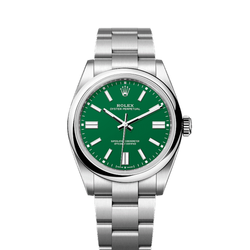 Unworn 2025, Rolex Oyster Perpetual, Oystersteel 41mm, Green dial, Domed Oyster, Ref# 134300-0004, box and papers