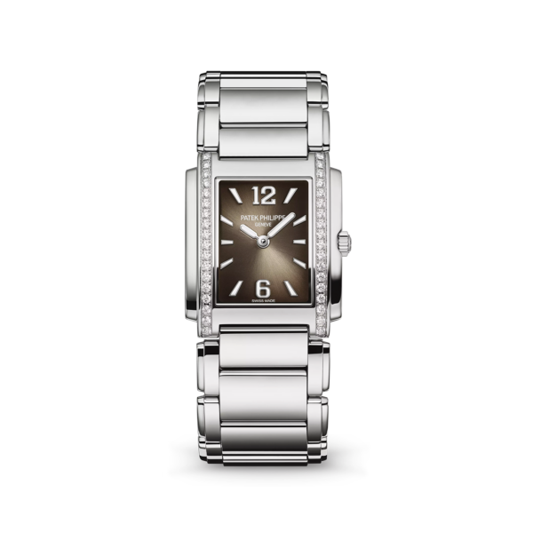 e6ec1f934fbd95c67b1aebe61c58b40c3824e7a2 Patek Philippe Twenty~4 Quartz Ladies Watch, Stainless Steel with 36 Diamond (~0.42 ct), 25.1 x 30 mm, Ref# 4910/1200A-010