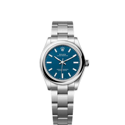 Unworn 2025, Rolex Oyster Perpetual, Oystersteel, 31mm, Blue dial, Domed Oyster, Ref# 277200-0017, box and papers