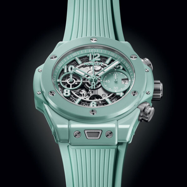 Unworn Hublot Big Bang Unico Mint Green Ceramic 42, 441.GS.5221.RX, box and papers