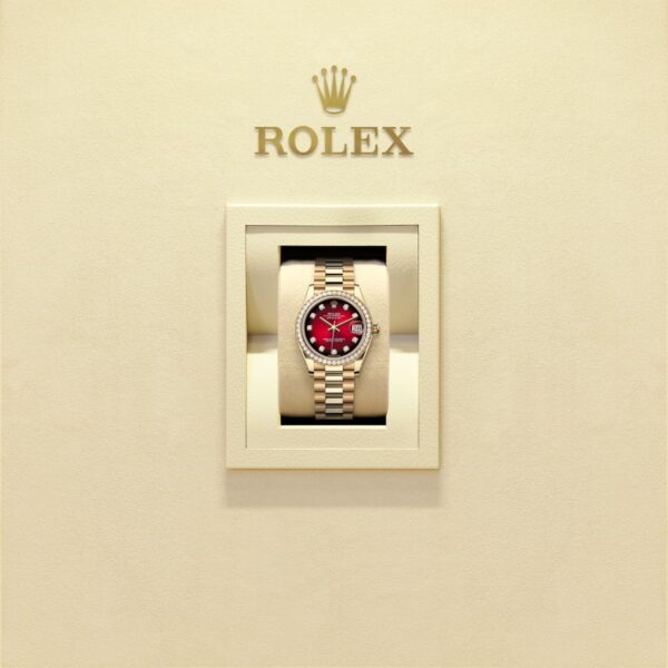 fb6c09f4513357275bd65112a8d5cc47a945b785 Unworn 2025, Rolex Datejust 31, 18k Yellow Gold, Diamond, Ref# 278288rbr-0041, box and papers